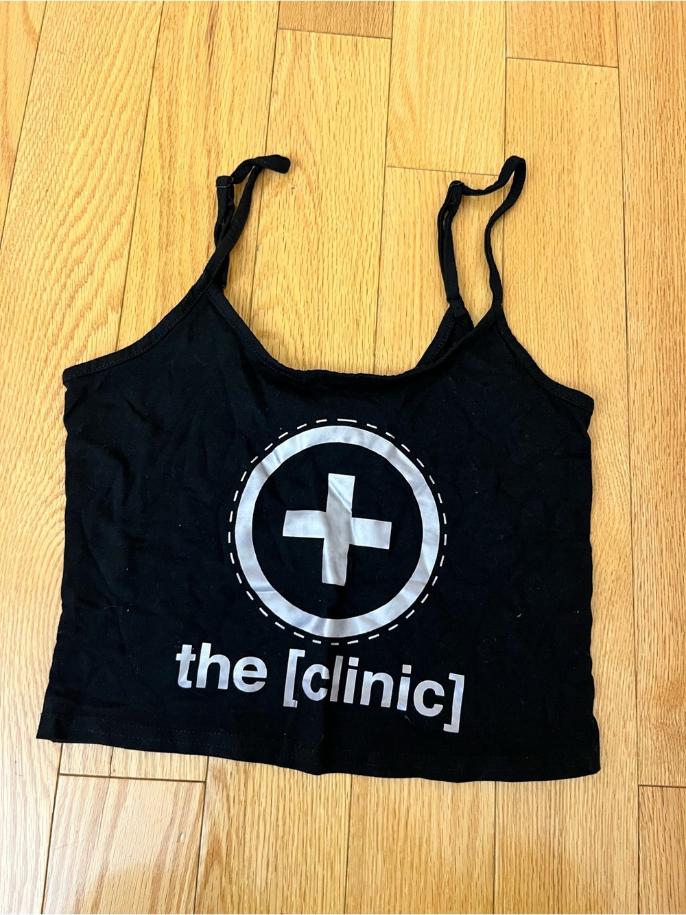 Forever 21 Black Cropped Graphic Cami with White Cross